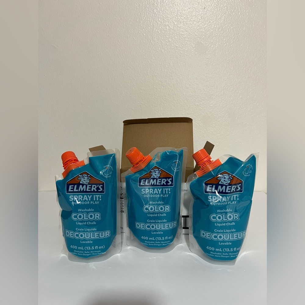 3 Pk Elmer's Spray It! Outdoor Washable Liquid Chalk Pouch‎ Blue